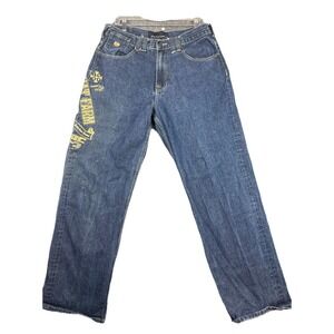 Y2K Phat Farm Jeans Men's 34x33 Denim Embroidered Baggy Hip Hop Grunge Skater